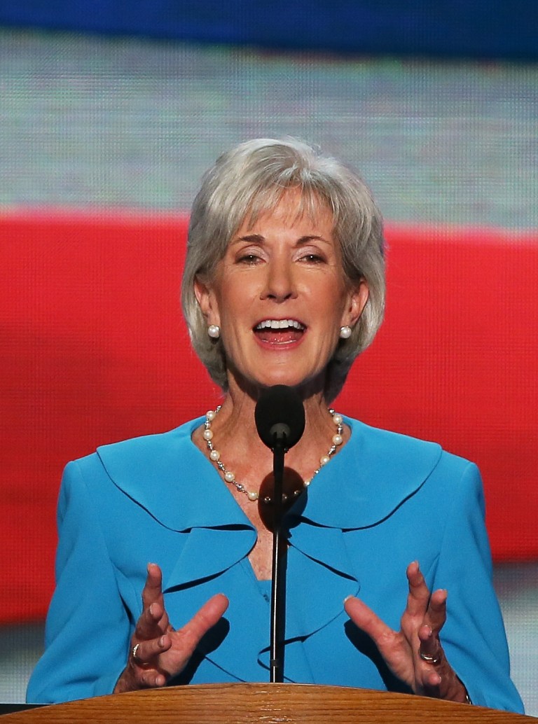CHARLOTTE, NC - SEPTEMBER 04:  Secretary of Health and Human Services Kathleen Sebelius speaks during day one of the Democratic National Convention at Time Warner Cable Arena on September 4, 2012 in Charlotte, North Carolina. The DNC that will run through September 7, will nominate U.S. President Barack Obama as the Democratic presidential candidate.  (Photo by Alex Wong/Getty Images)