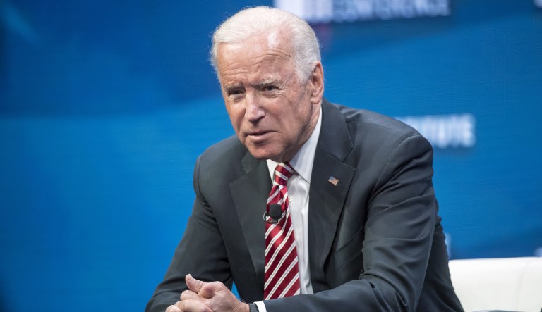 Former Vice President Joe Biden said that although he believed Anita Hill's allegations of sexual misconduct leveled at Justice Clarence Thomas, he still has not apologized to her for how she was treated when those allegations were made public. (David Paul Morris/Bloomberg)