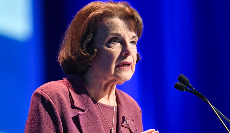 Sen. Dianne Feinstein, D-Calif., failed to earn the nomination of her party over state senator Kevin de Leon. Neither candidate received enough ballots to earn the nomination. (AP Photo/Denis Poroy)