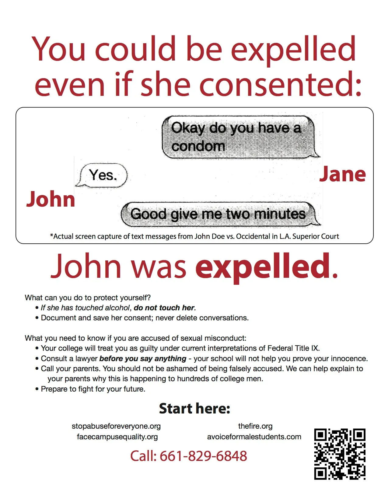 Due process group distributes warning flyers to campus men