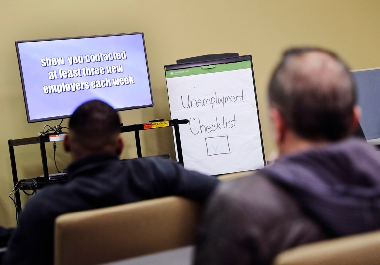 First-time jobless claims, which are adjusted for seasonal variations, had spiked up near 300,000 in early May, but then drifted back down to historically low levels. (AP Photo/David Goldman, File)