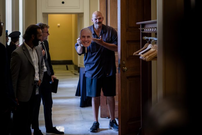 Sen. John Fetterman (D-PA) is seen in the U.S. Capitol on Tuesday, Sept. 19, 2023.