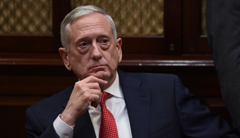 Defense Secretary James Mattis (pictured above) told reporters about former White House advisor Steve Bannon's participation in meetings at the Pentagon: 