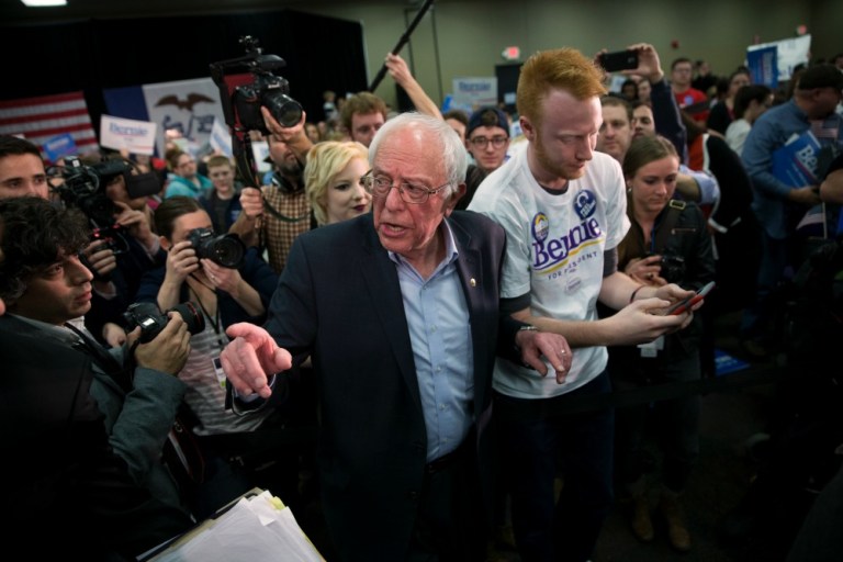 It's entirely possible, indeed likely, that many more Bernie Sanders supporters showed up in university-dominated counties than Hillary Clinton supporters showed up in blue-collar counties. (AP Photo)