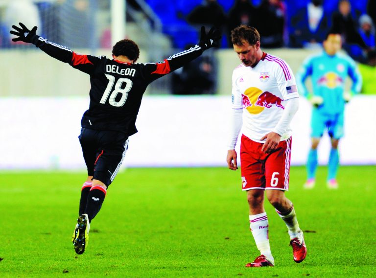 Bill Kostroun/AP
D.C. United midfielder Nick DeLeon scored the only goal against the New York Red Bulls on Thursday night.