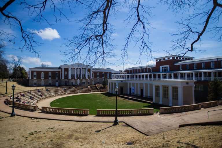 An exterior view of the University of Virginia's McIntire Amphitheatre in Charlottesville, Va., on Thursday, March 26, 2015. (Photo by Zach Gibson/Getty Images)