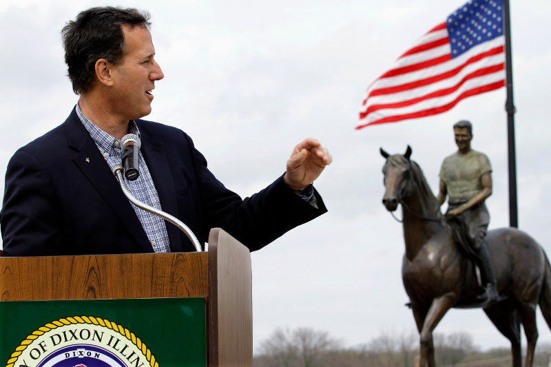 Santorum channels Reagan to rally conservatives