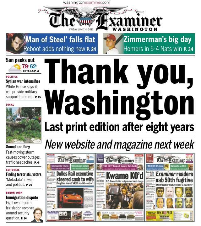 21 memorable local Washington Examiner covers