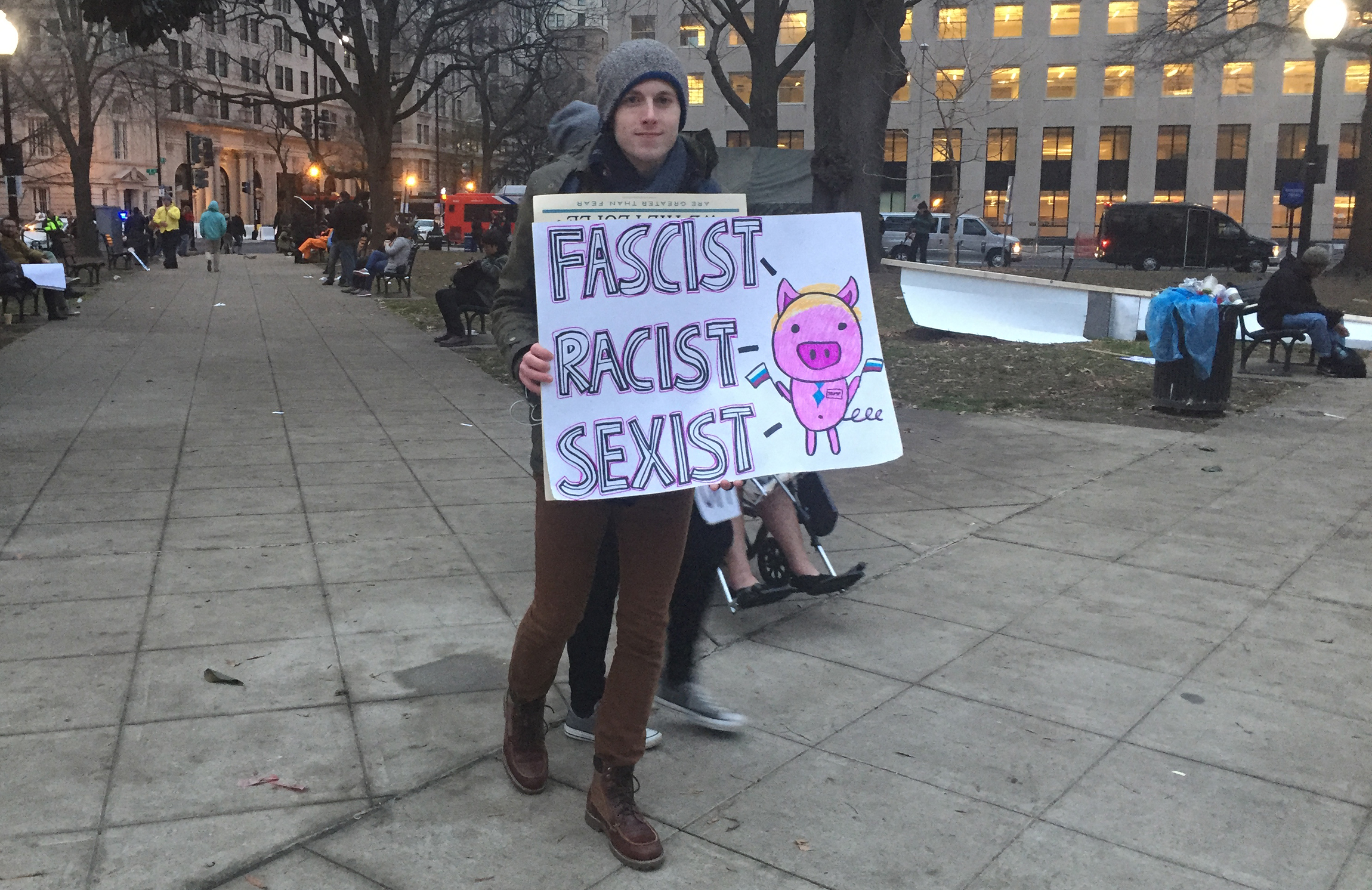 Anti-Trump protesters menace ball goers