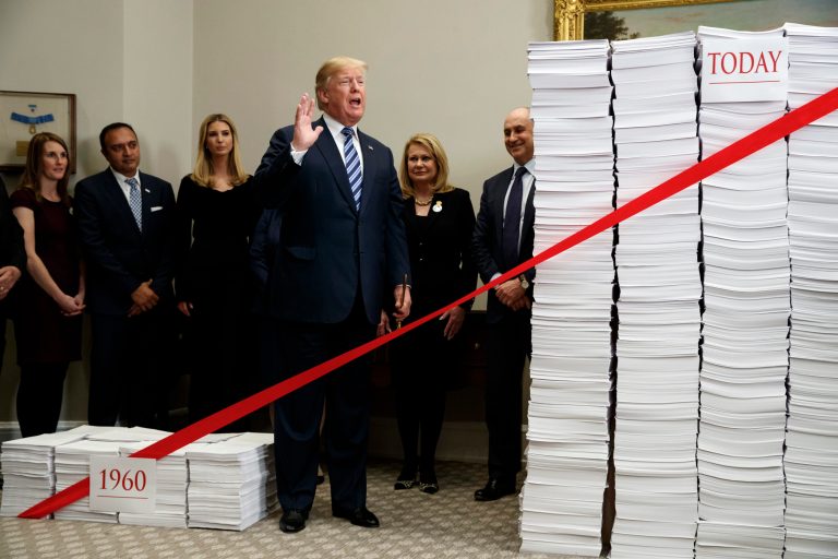 President Donald Trump speaks during an event on federal regulations in the Roosevelt Room of the White House, Thursday, Dec. 14, 2017, in Washington. 
