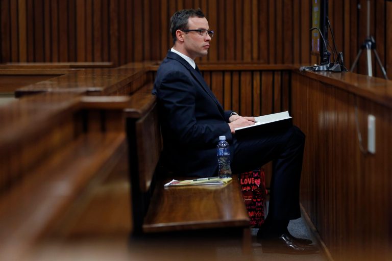 Oscar Pistorius sits in the courtroom during day 37 of his trial in Pretoria, South Africa, Thursday, July 3, 2014. Pistorius is a 