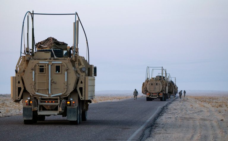 Pictured above, Mine Resistant Ambush Protected vehicles near the Kuwaiti border as part of the last U.S. military convoy to leave Iraq Sunday, Dec. 18, 2011.Â Peter Lichtenbaum, a partner at Covington and Burling, said that in the past decade of war, American lives were needlessly lost because transferring commercial technology to counter roadside bombs to the military took too long. (AP Photo)