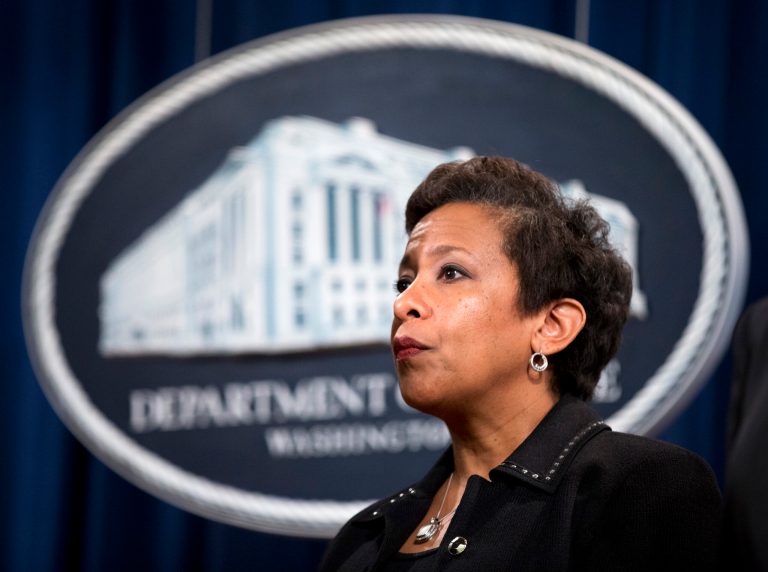 Attorney General Loretta Lynch listens to a reporters question during a news conference at the Justice Department in Washington, Monday, Oct. 5, 2015, to announce resolution of federal and state claims against BP for the April 2010 Deepwater Horizon oil spill, and the restoration of natural resources in the Gulf of Mexico. The oil platform explosion killed 11 and led to the worst environmental disaster in U.S. history, with up to a million gallons of oil per day spilling into the sea and washing up on the coastlines of Alabama, Louisiana, Mississippi, Florida, and Texas. (AP Photo/Manuel Balce Ceneta)