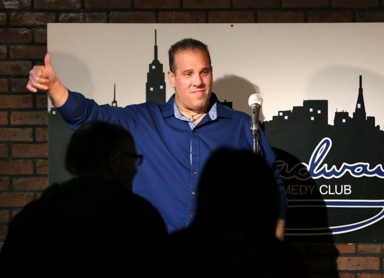 Comedian Carlo Goias, who uses the stage name Carlo Bellario, was charged with firing the fake gun without a state gun permit as part of the Garden State's insanely strict gun laws. (AP Photo/Mel Evans)