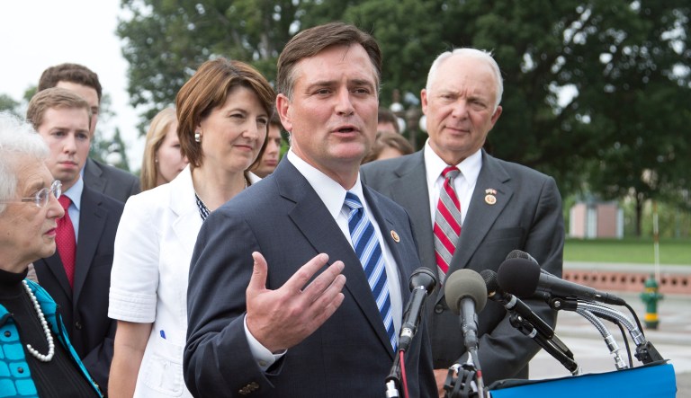 An aide from the Messer campaign also confirmed the geography gaffe. The spokesman noted though that the town was just a six-minute drive outside of his boss' district. (AP Photo/Manuel Balce Ceneta)