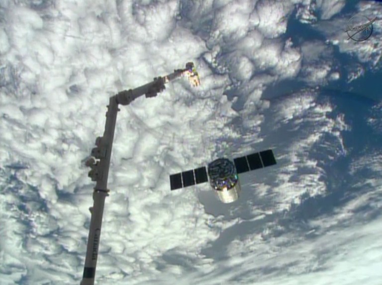 In this photo provided by NASA, the Cygnus supply ship is released from the International Space Station on Tuesday. (AP Photo/NASA)