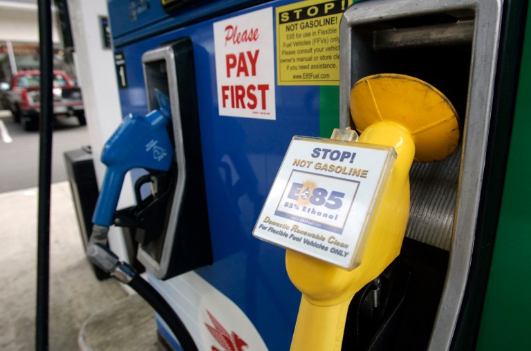With prices low for corn, soy and sugar cane, there is less incentive to produce the crops required to make biofuels. (AP Photo/Mike Groll)