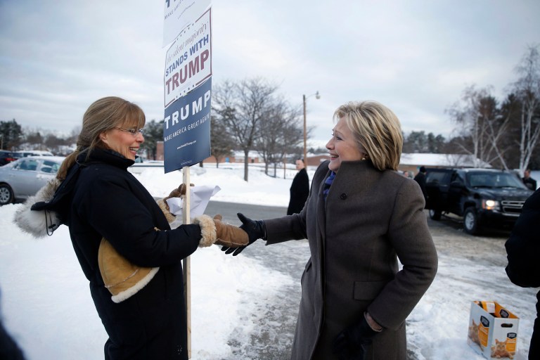 Hillary Clinton is making a strong pitch to women voters, but not all of them are buying. (AP Photo/Matt Rourke)