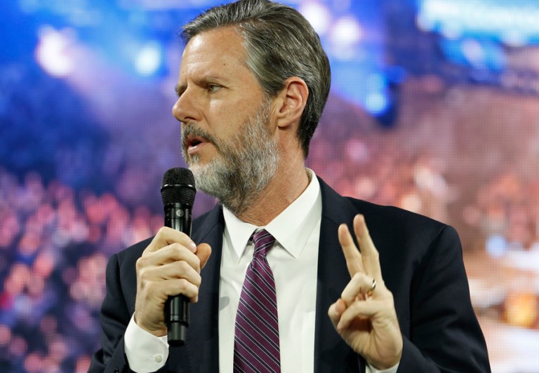 Jerry Falwell Jr. is president of Liberty University, a Christian institution founded by his famous father more than 40 years ago, where Ted Cruz formally announced his presidential bid. Donald Trump visited Liberty on the campaign trail earlier this month. (AP file photo/Steve Helber)