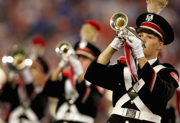 The Ohio State Buckeyes marching band performs on the field before the 2007 Tostitos BCS National Championship Game against the Florida Gators at the University of Phoenix Stadium on January 8, 2007 in Glendale, Arizona. (Photo by Doug Pensinger/Getty Images)