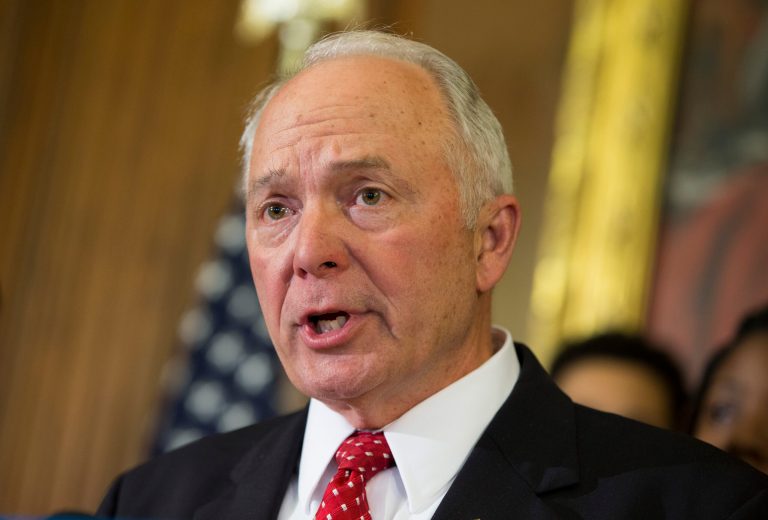 Rep. John Kline, R-Minn., speaks during a news conference in support of charter schools on Capitol Hill, on Wednesday, May 7, 2014, in Washington.  (AP Photo/ Evan Vucci)