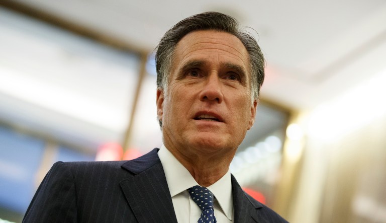 Romney is one of the few Republicans who said unequivocally Moore should exit the Senate race to fill the seat vacated by Attorney General Jeff Sessions. (AP Photo/Evan Vucci)