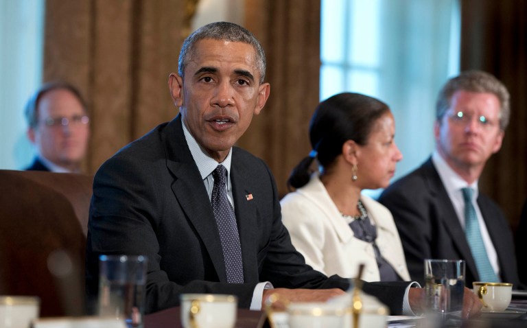 —œOne of my main messages today is that destroying ISIL continues to be my top priority, and so we can no longer tolerate the kinds of positioning that is enabling them having headquarters in Raqqa and Mosul,—? said President Obama. (AP Photo/Carolyn Kaster)