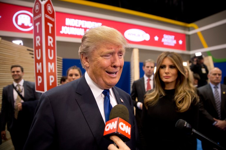 As recently as Wednesday morning, Donald Trump said he would stand with his campaign manager, who is slated to appear in court on May 4. (AP Photo/Matt Rourke)