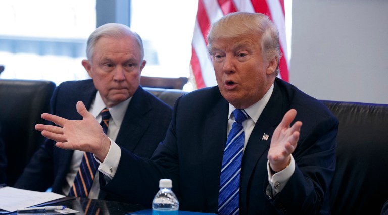 President Trump's weekend itinerary was updated on Saturday afternoon to include a meeting with Attorney General Jeff Sessions. (AP Photo/ Evan Vucci)