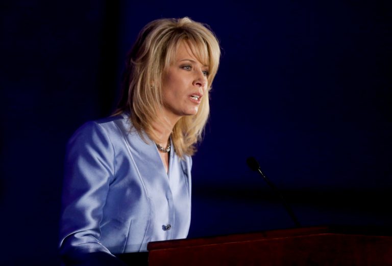 Republican candidate for California controller, Ashley Swearengin speaks at the California GOP convention on Friday, Sept. 19, 2014, in Los Angeles. California Republicans are looking to put a new face on their party after decades of declining registration in a state that increasingly leans to the left politically. (AP Photo/Chris Carlson)