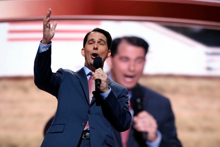 Gov. Scott Walker of Wisconsin's labor reforms drew protests a few years ago. (AP Photo/Carolyn Kaster)