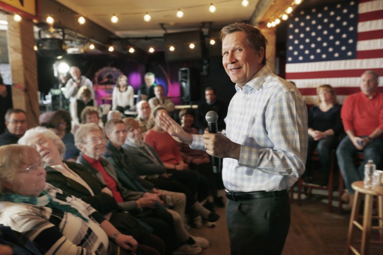Republican presidential candidate, Ohio Gov. John Kasich won the support of New England's best-known newspaper. (AP Photo/Jim Cole)