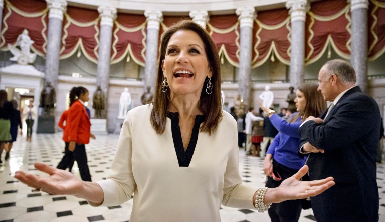 Rep. Michele Bachmann, R-Minn., said she is mulling a run for Sen. Al Franken's Senate seat, but is concerned about the cost of running for such high political office. (AP Photo/J. Scott Applewhite)