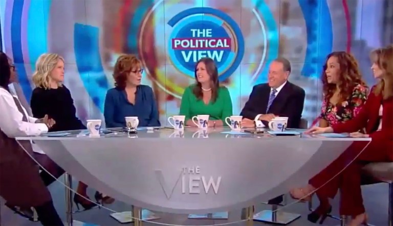 Huckabee, who appeared on the show with Sanders, argued that Trump has also empowered women, and asked the hosts to look at his record. (Image courtesy screnshot)