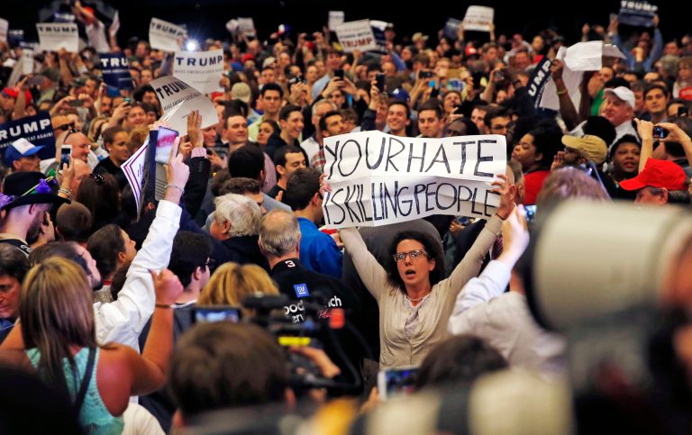 Republican presidential candidate Donald Trump is drawing a huge following from voters angry about the direction of the country. (AP Photo/Gerald Herbert)