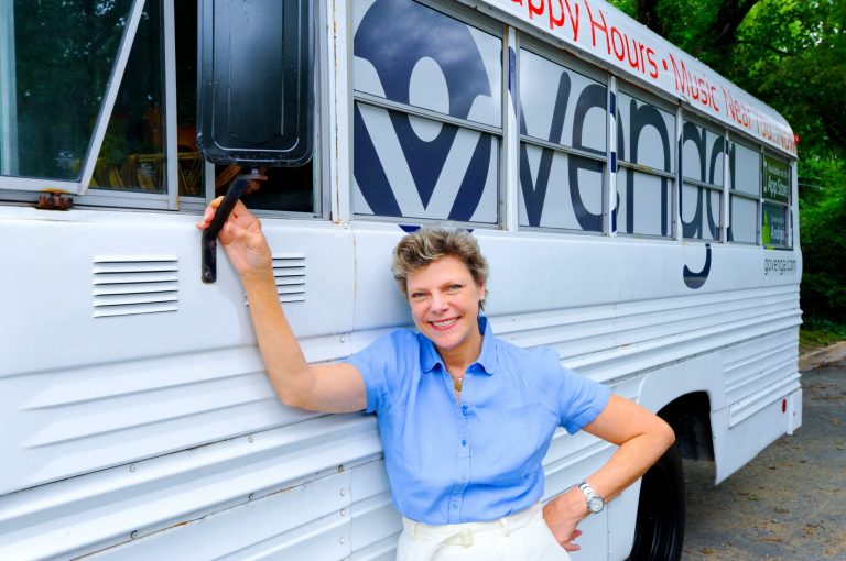 Correspondents and chefs stuff vintage bus for charity