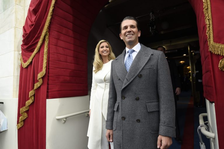 Donald Trump Jr. jabbed the media on Tuesday evening after MSNBC reported on President Trump's 2005 personal income tax return. (AFP PHOTO / POOL / SAUL LOEB)