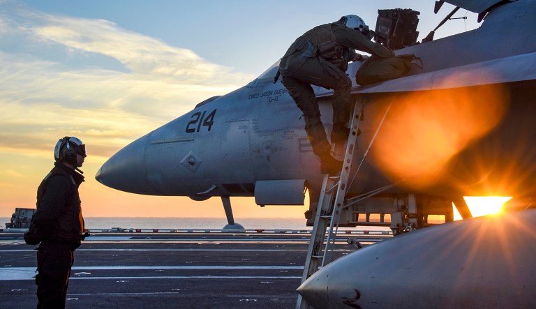 Two immediate takeaways here: First, it is ill-advised to deploy an aerial relic from the 1960s against an F/A-18E Super Hornet. Second, and more importantly, the U.S. must now deter Russian reaction. (U.S. Navy Photo by Mass Communication Specialist 2nd Class Sean M. Castellano/Released)