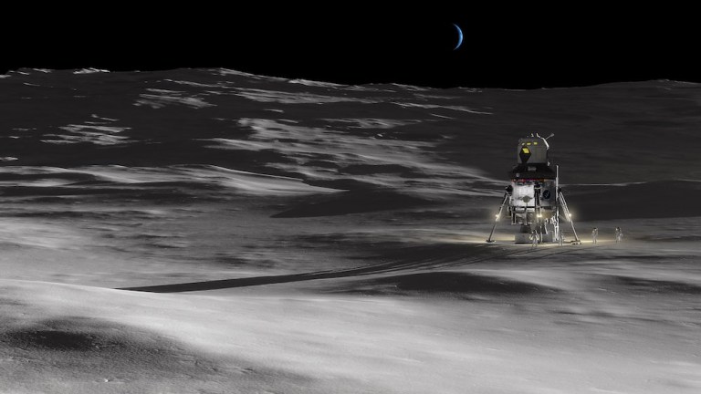 Lockheed Martin's concept for a crewed lunar lander is a single stage, fully reusable system that incorporates many of Orionâs flight-proven technologies and systems. The lander would accommodate a crew of four and 2000 lbs. of payload on the surface for up to two weeks while returning to the Gateway without maintenance or refueling on the surface.