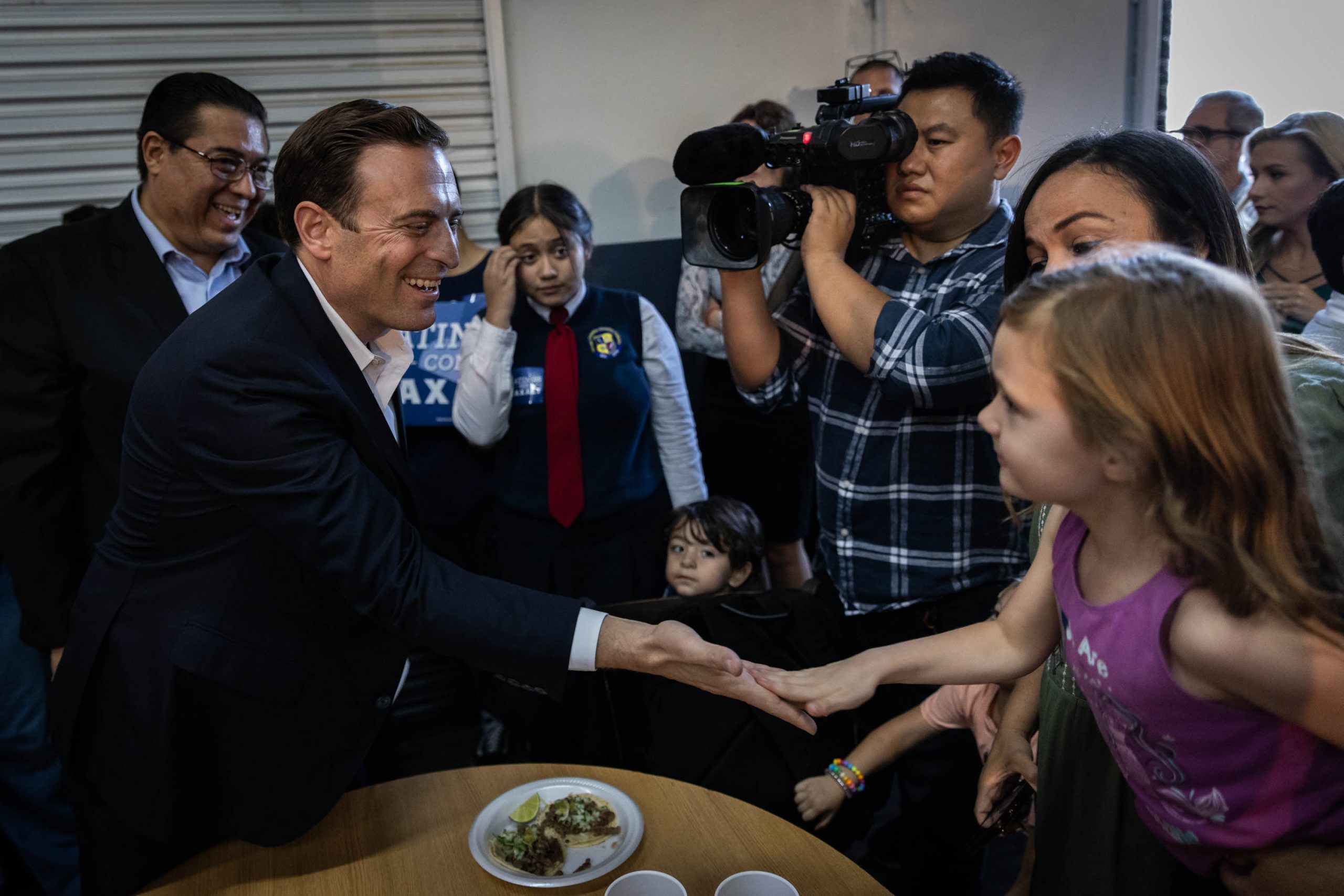 Nevada's Republican senatorial nominee, Adam Laxalt, greets constituents at a Latino outreach event in Las Vegas, Nevada, Thursday, Oct. 20, 2022 
