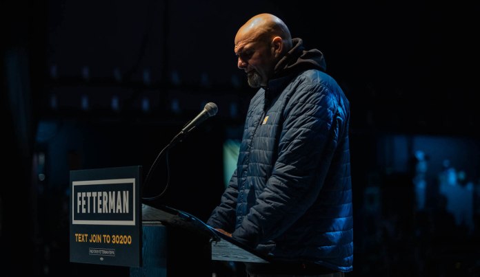 John Fetterman pictured at a rally Oct. 26, 2022.