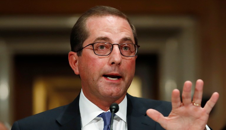 The waiver is part of a three-year extension of the state's Medicaid expansion. HHS Secretary Alex Azar said the extension of Indiana's Medicaid program includes a new substance abuse component to allow Indiana to expand access to treatment sites. (AP Photo/Carolyn Kaster)