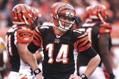 Cincinnati Bengals quarterback Andy Dalton(14)in action against the Pittsburgh Steelers in the second half of an NFL football game, Sunday, Nov. 13, 2011, in Cincinnati.(AP Photo/Tony Tribble)