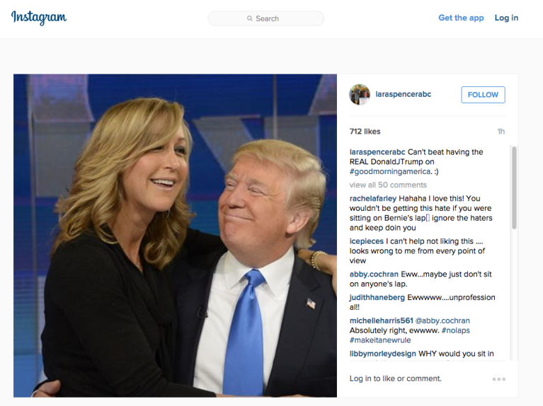 ABC reporter posts photo of herself sitting in Trump’s lap?
