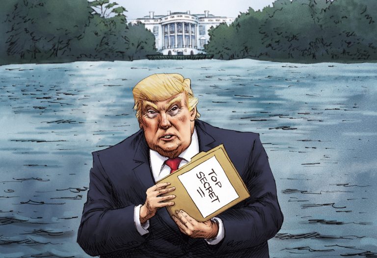 Leaks of sensitive, classified, or just plain gossipy details have eroded morale and often contributed to chaos inside the West Wing, sometimes sparking political firestorms that eclipse the president's agenda for days or weeks at a time. (Illustration by Nate Beeler for the Washington Examiner)