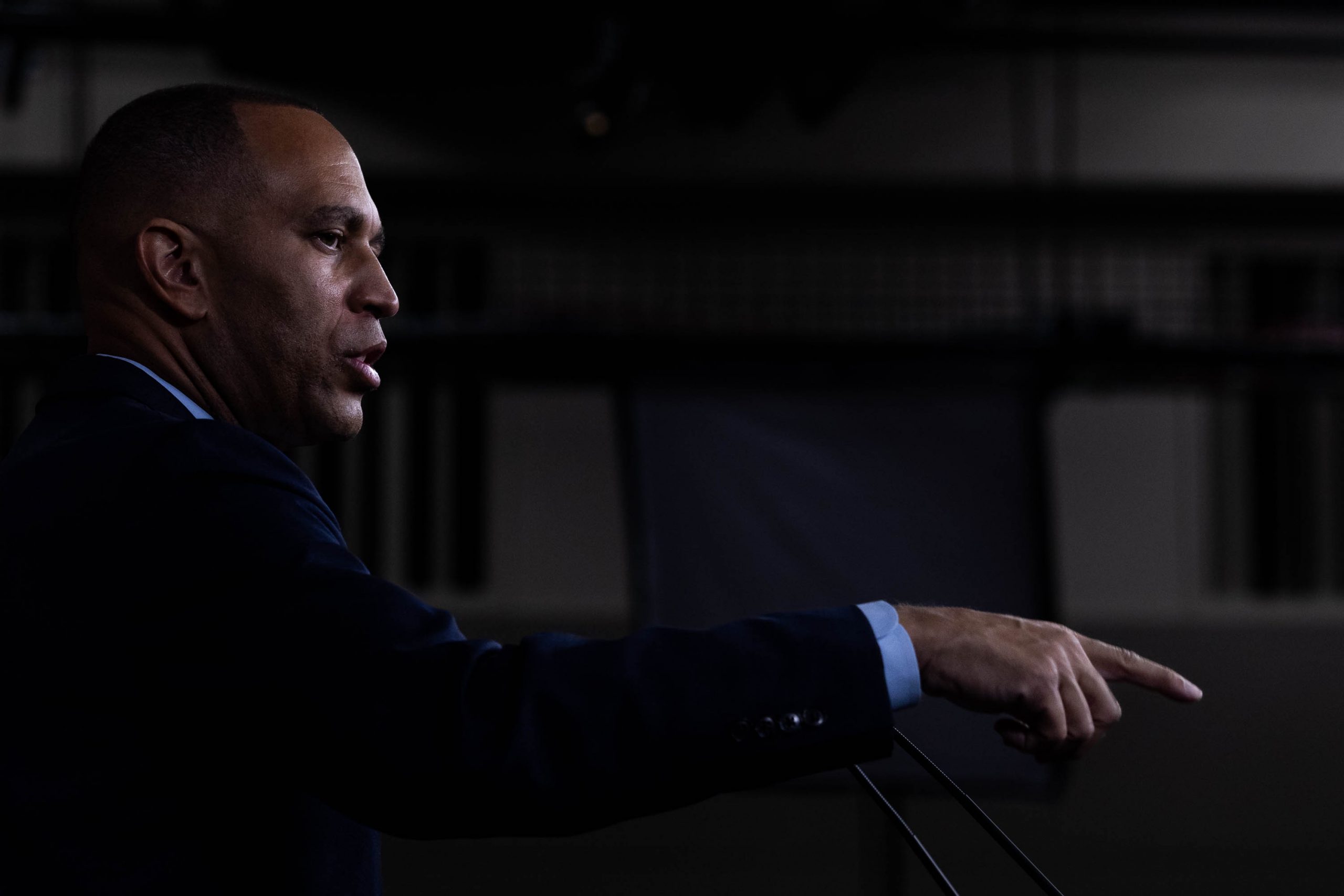 Rep. Hakeem Jeffries, D-NY, speaks to reporters after he was elected by House Democrats to form the new leadership when Speaker of the House Nancy Pelosi, D-CA, steps aside in the new Congress under the Republican majority, on Capitol Hill, Wednesday, Nov. 30, 2022.