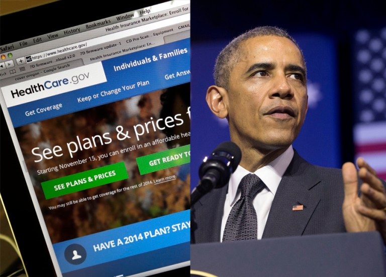 President Obama Saturday promoted healthcare.gov improvements at the start of the second year of open enrollment for his signature health insurance law, the Affordable Care Act. (AP Photos)