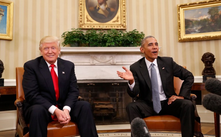 President Obama won't admit whether he likes President-elect Trump, but says he has enjoyed their conversations. (AP Photo/Pablo Martinez Monsivais, File)