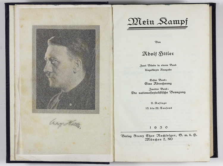 ‘Mein Kampf’ at auction, Hitler signed, ‘Only in battle will the noble man survive!’