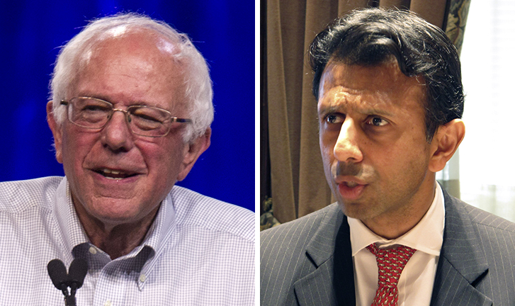 The age gap between oldest candidate Bernie Sanders and youngest candidate Bobby Jindal is 30 years. (AP photos)